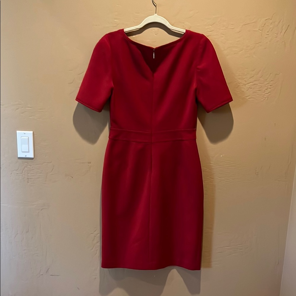 Tory Burch Red Wool and Lined Sheath Midi Dress - Picture 5 of 5